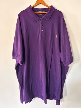 Polo Ralph Lauren Shirt Mens 5XB Purple Short Sleeve Pima Stretch Mesh Spring